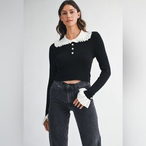 Mabel HANNAH KNIT COLLARED RIBBED
TOP - NWOT - Size M
